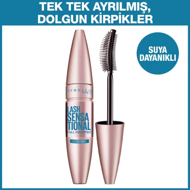 Maybelline New York Lash Sensational Yelpaze Etkili Suya Dayanıklı Maskara Siyah