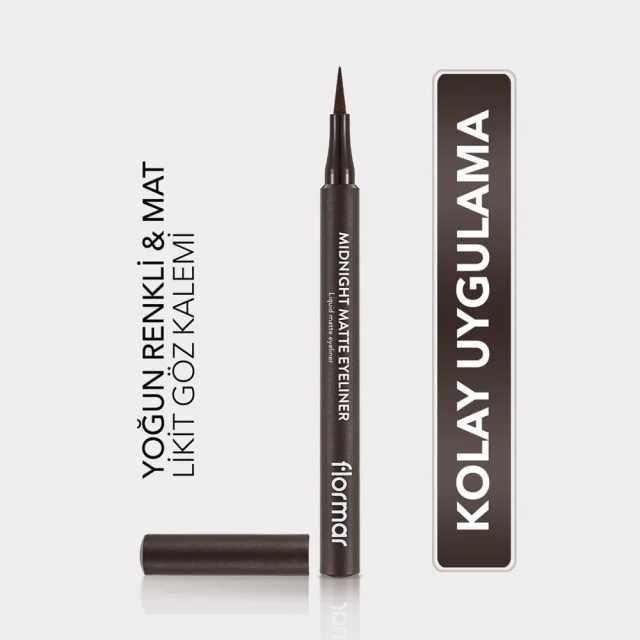 Flormar Midnight Matte Mat Bitişli Kalem Likit Eyeliner Kahve