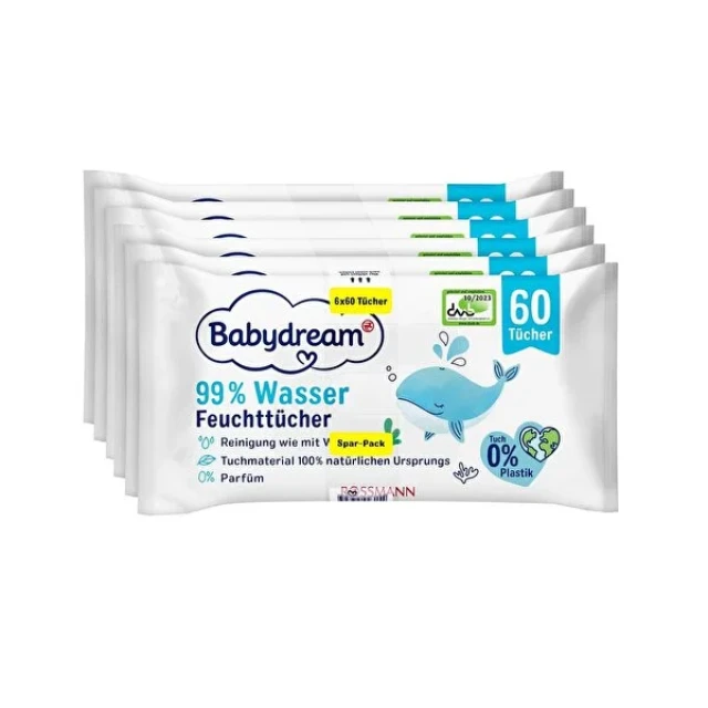 Babydream Islak Mendil Yüzde 99 Su 6x60'lı