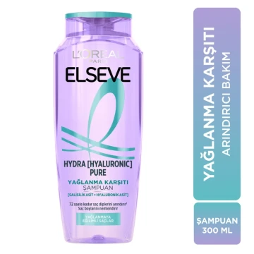 L'Oreal Paris Elseve Hydra Hyaluronic Pure Salisilik Asit İçeren Yağlanma Karşıtı Arındırıcı Şampuan 300 ml