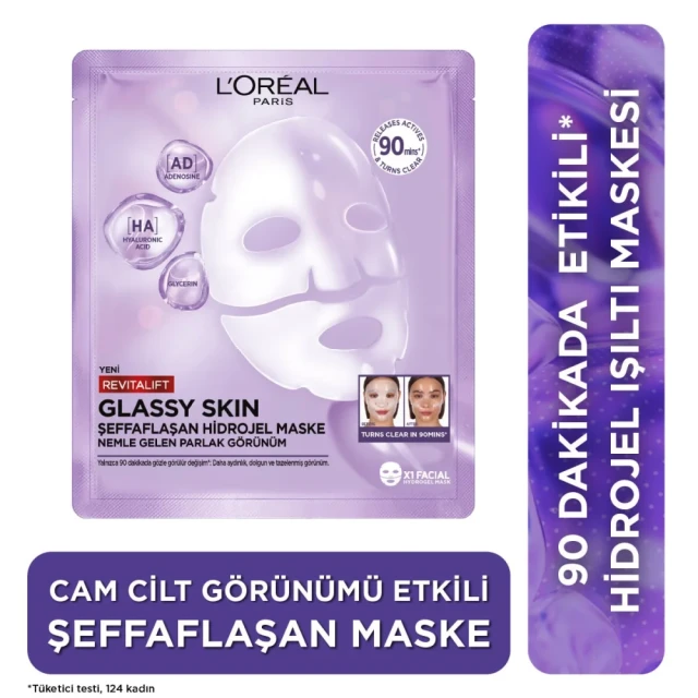 L’Oreal Paris Revitalift Glassy Skin Cam Cilt Görünümü Etkili Nemle Parlaklık Veren Şeffaflaşan Hidrojel Yüz Maskesi
