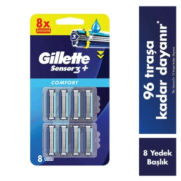 GILLETTE SENSOR3+COMFORT YEDEK BIÇAK BAŞLIĞI 8 Lİ