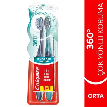 Colgate 360 Komple Ağız Temizliği Diş Fırçası Orta 1+1