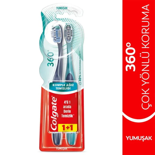 Colgate 360 Komple Ağız Temizliği Diş Fırçası Yumuşak 1+1
