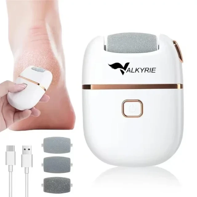 Valkyrie Şarjlı Pedikür Makinesi Nasır Giderici Elektrikli Ayak Törpüsü Type-C 3 Başlıklı Taşınabilir
